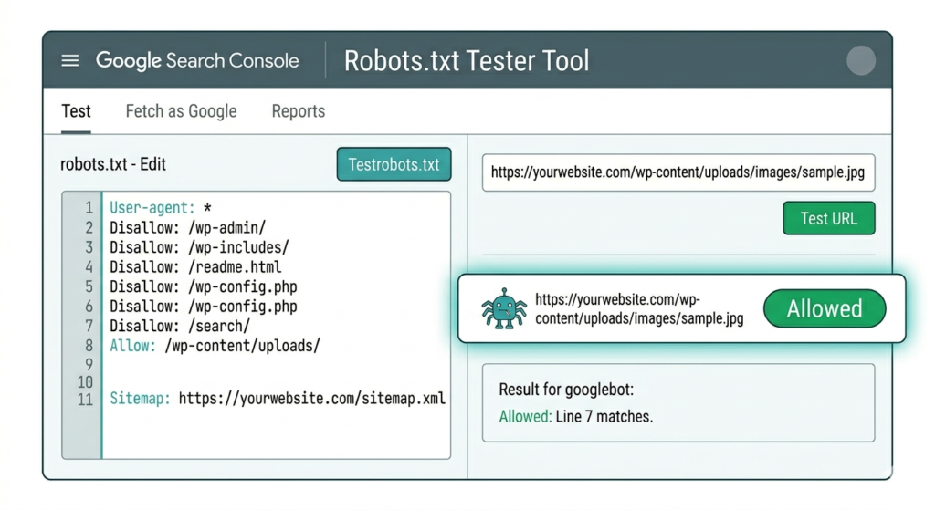 test wordpress robots txt in google search console
